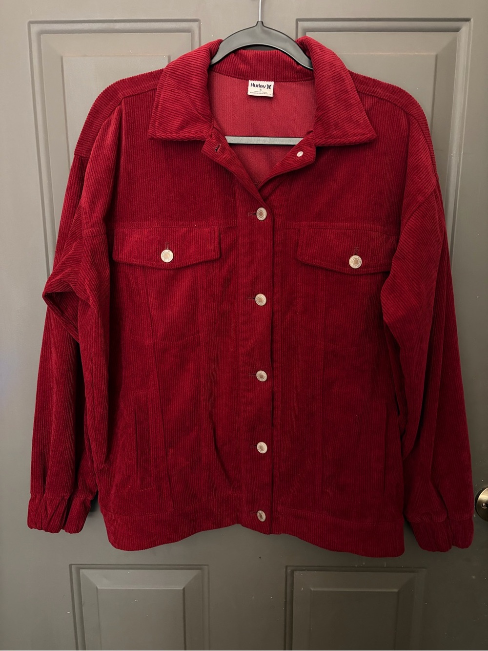 Hurley Red Corduroy Button-Up Jacket
